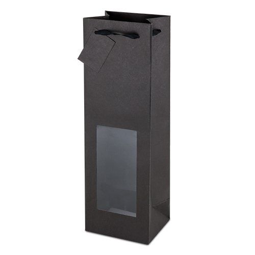 Black Kraft Window Wine Bag