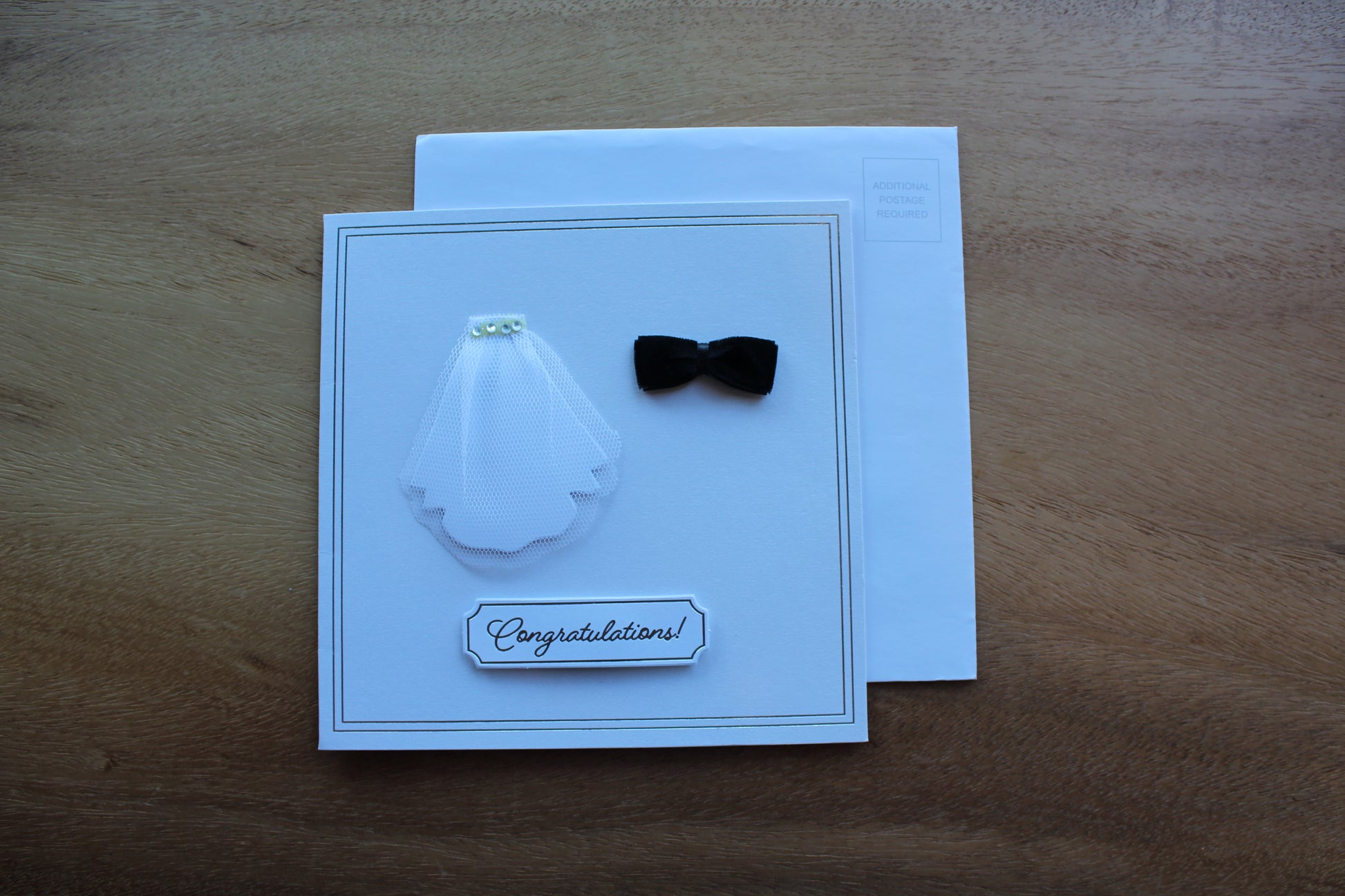 Congratulations Veil & Bowtie - Wedding Greeting Card