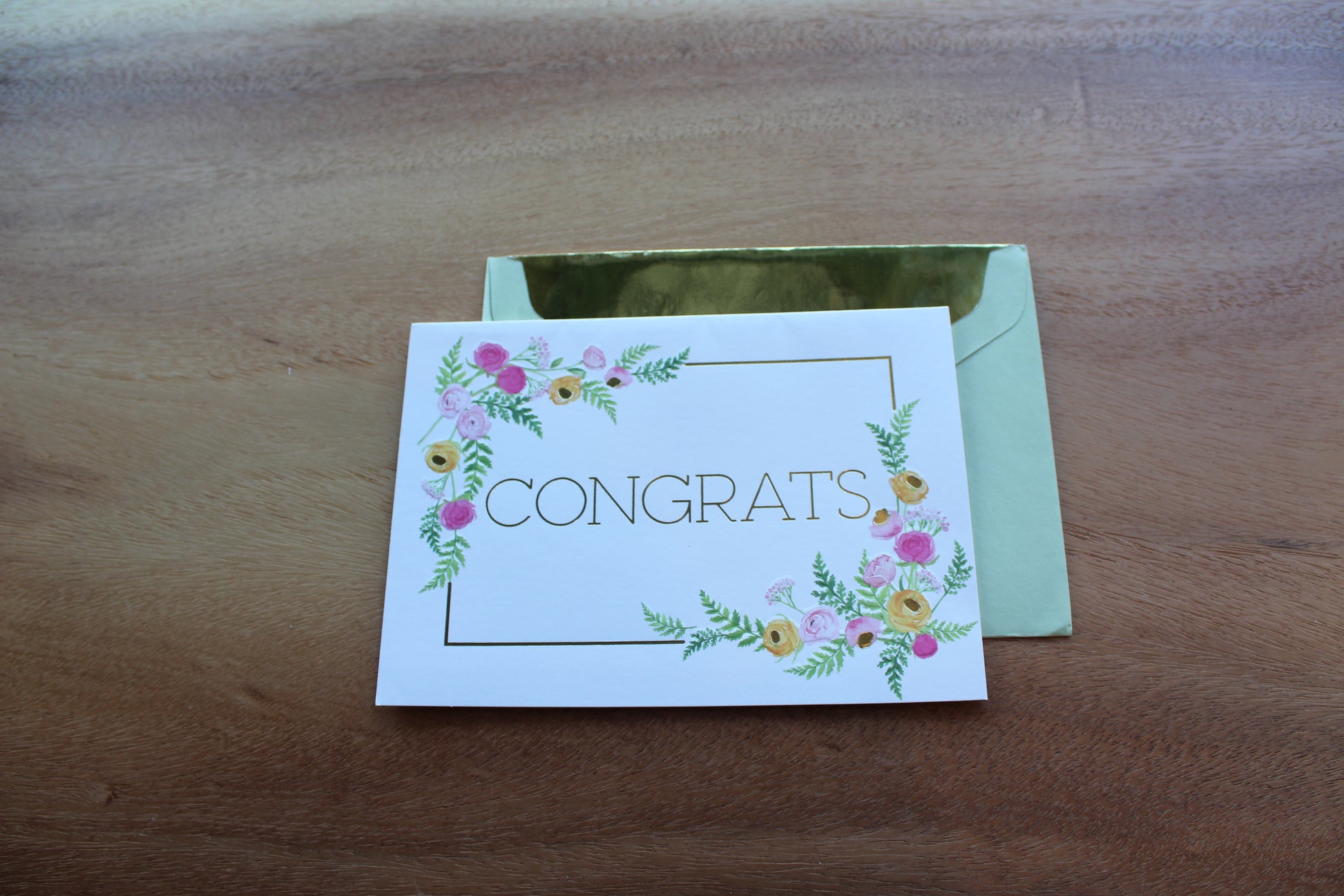 Congrats Floral Frame - Wedding Greeting Card